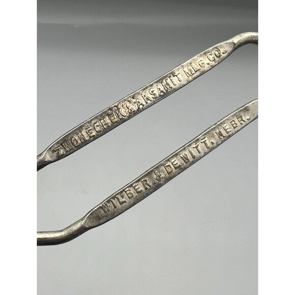 VTG Slotted Metal Spoon Bottle Opener Little Hatchet Flour Wilber & De Witt Nebr - Picture 7 of 9
